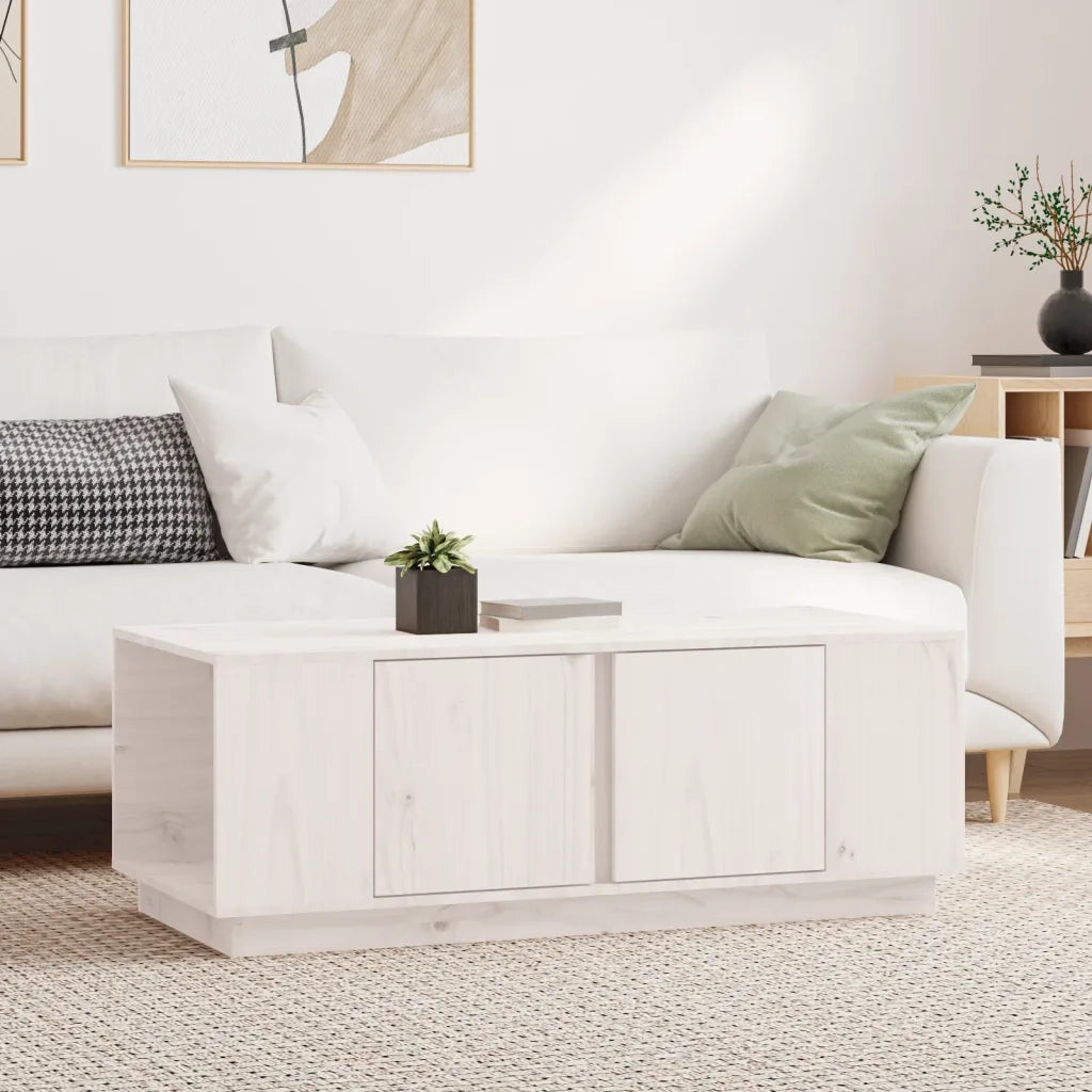 Tavolino da salotto | Tavolino da caff¨¨ | Tavolino da Soggiorno Bianco 110x50x40 cm Legno Massello di Pino