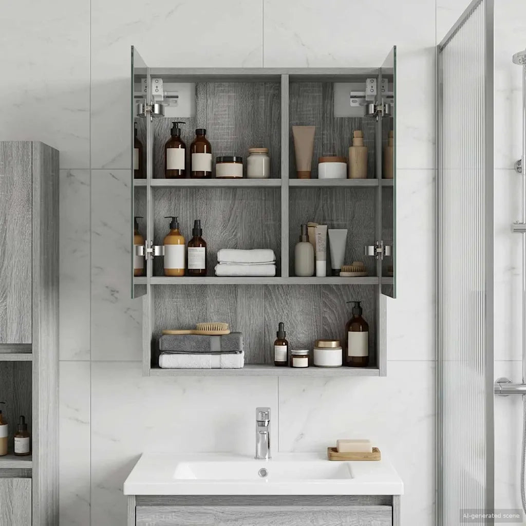 Mobiletto per specchio da bagno Grigio Sonoma 50 x 14,5 x 70 cm 889204