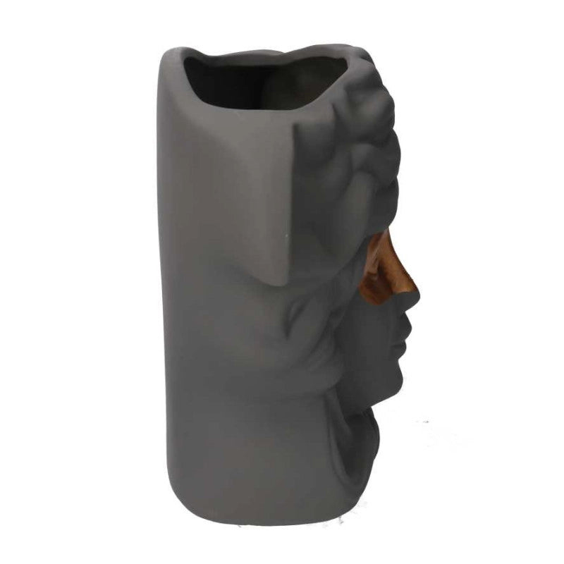 Portavaso ceramica busto grigio cm 27x13,5h23