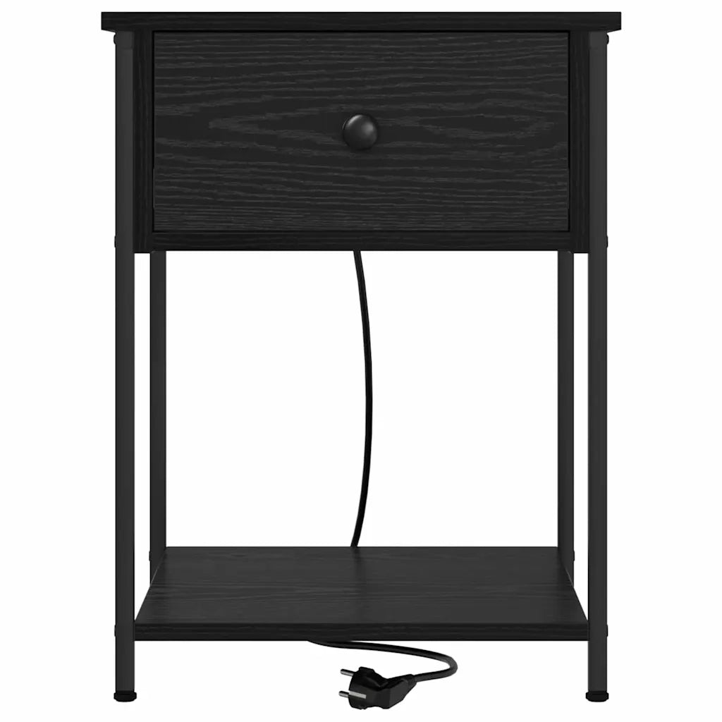 Armadio da Notte con cassetto 2 pcs Rovere Nero 42 x 41 x 56 cm 859421