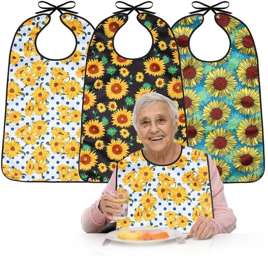 Set di gonne impermeabili per adulti, 3-pack gonne impermeabili per adulti con chiusura a pressione e cuffia impermeabile, gonne impermeabili per mangiare, per uomini, donne, anziani e persone con disabilità (B)