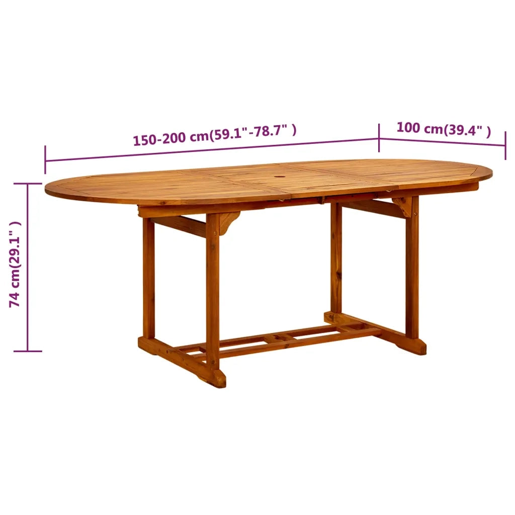 Tavolo da Giardino (150-200)x100x75 cm in Legno di Acacia 41818