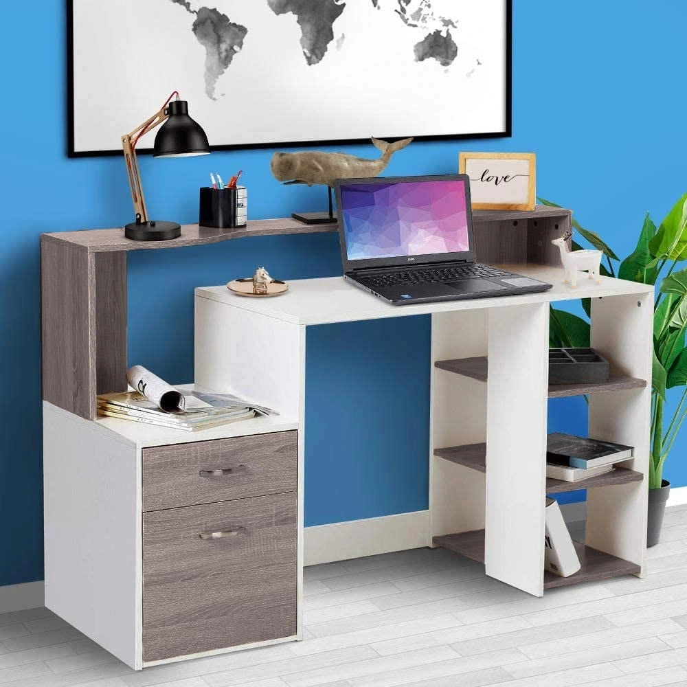 Scrivania con Cassettiera Libreria Porta Stampante Tavolo Computer Ufficio Casa Moderno