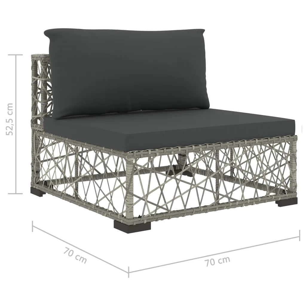 Set Divani da Giardino 8 pz con Cuscini in Polyrattan Grigio cod mxl 35793