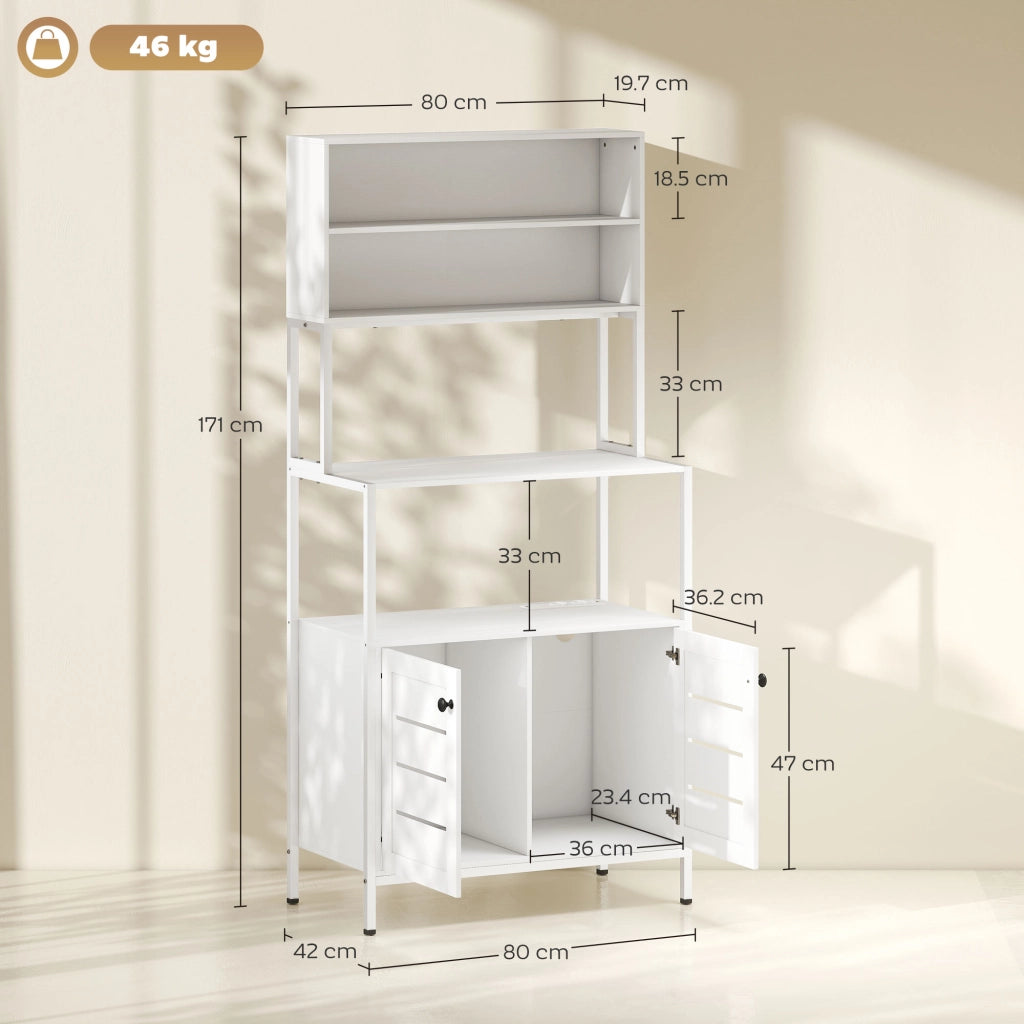 Armadio Dispensa con Ripiani e Ante ¨C Zephmum ¨C Bianco, Legno e Acciaio, 80x42x171
