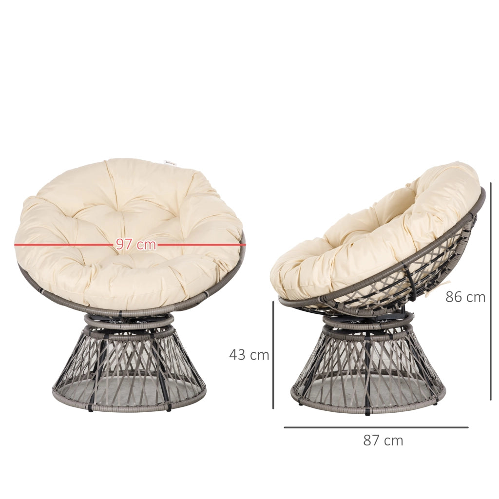 Poltrona girevole in rattan sintetico ¨C zephmum ¨C Beige 87x97x86 cm