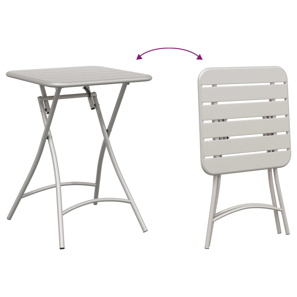 Set Bistro Pieghevole 3 Pezzi Beige in Acciaio