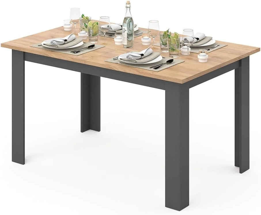 Tavolo da pranzo Karlos, Quercia dorata, 140 x 90 cm, per l'utilizzo come tavolo da pranzo fisso in soggiorno o sala da pranzo