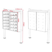 Cassetta postale condominiale autoportante, 12 posti, nero, 945 x 270 x 1500 mm 2 moduli