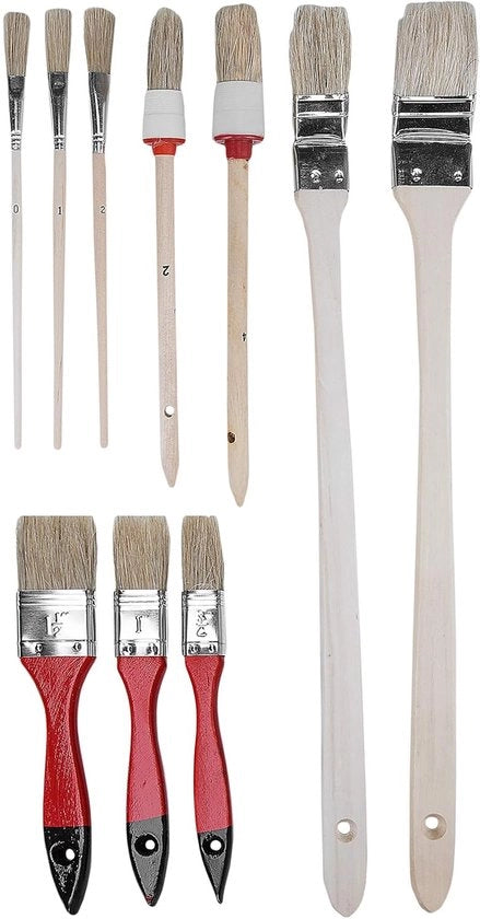 Set di pennelli per vernice - versatile e pratico - 4 pezzi - plastica e legno