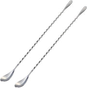 Barlepel per cocktail - roerstaaf - acciaio inossidabile - 30 cm - lunghezza - argento - 2 pezzi