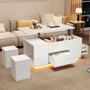 Tavolino 4 in 1 regolabile - Xylo - 100x50x45cm LED 2 cassetti bianco