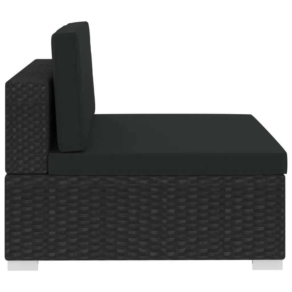 Set Divani da Giardino 4 pz | Set Salotto da Giardino con Cuscini in Polyrattan Nero