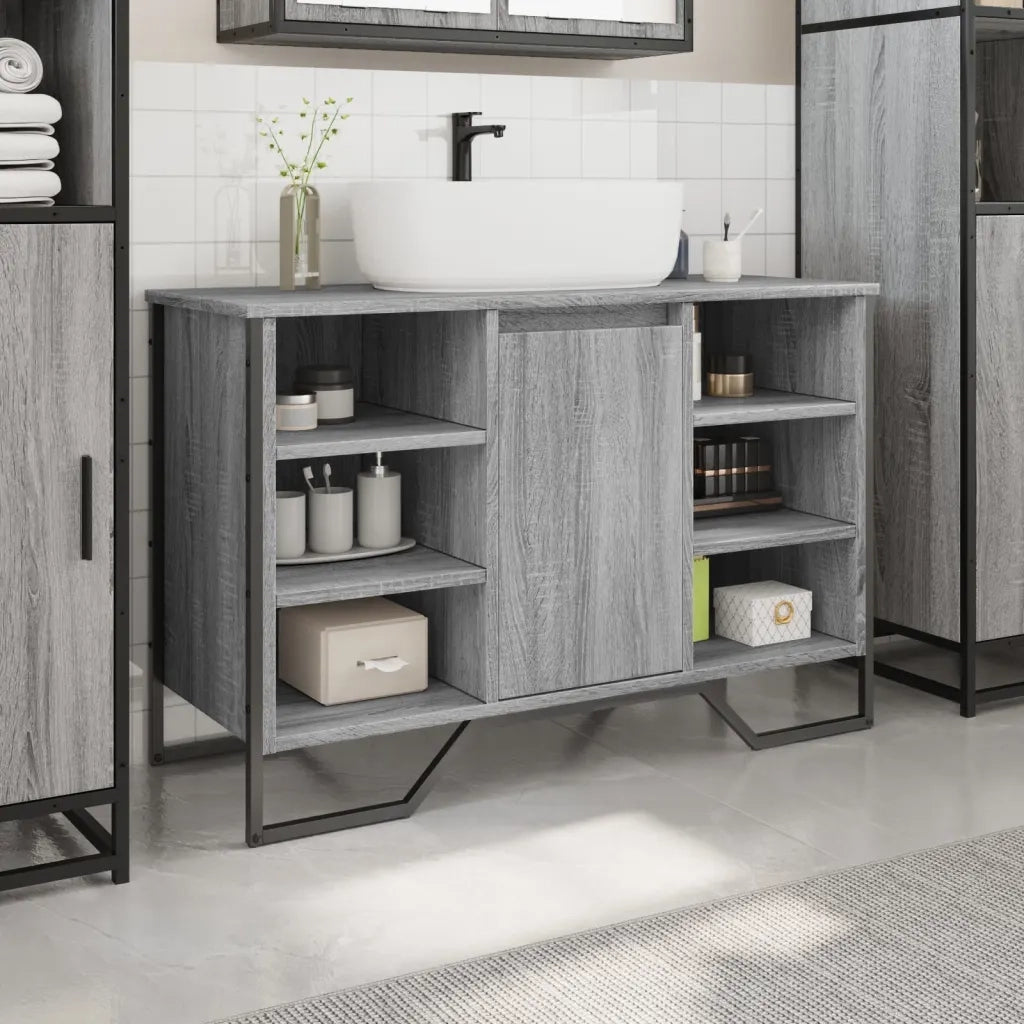vidaXL Mobile Lavabo Bagno Grigio Sonoma 91x35x60 cm in Truciolato