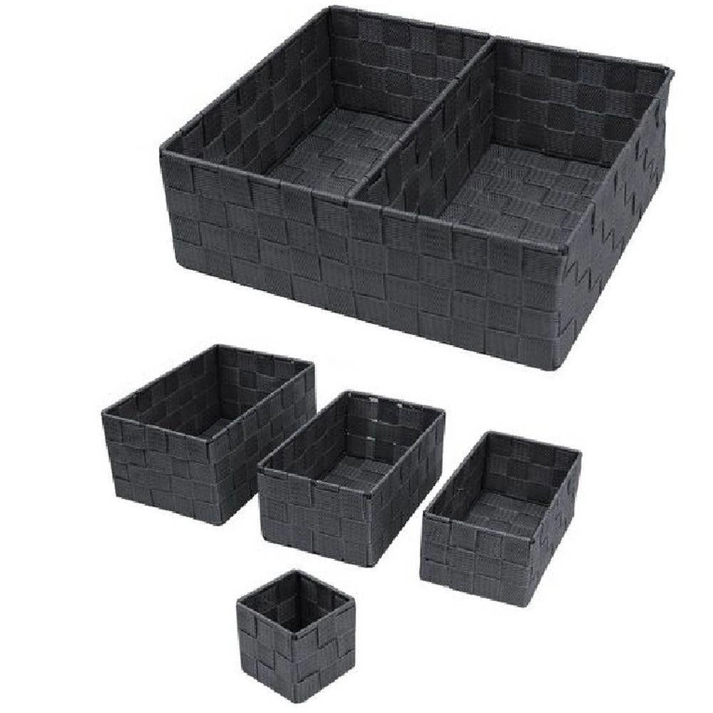 Trade Shop - Scatole In Tessuto Portaoggetti Organizer Per Bagno Armadi Scaffali 79154 Grigio -