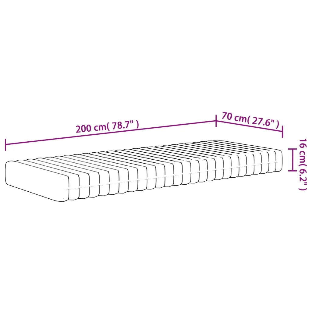 Materasso in Schiuma Mediamente Morbido 70x200 cm 373056