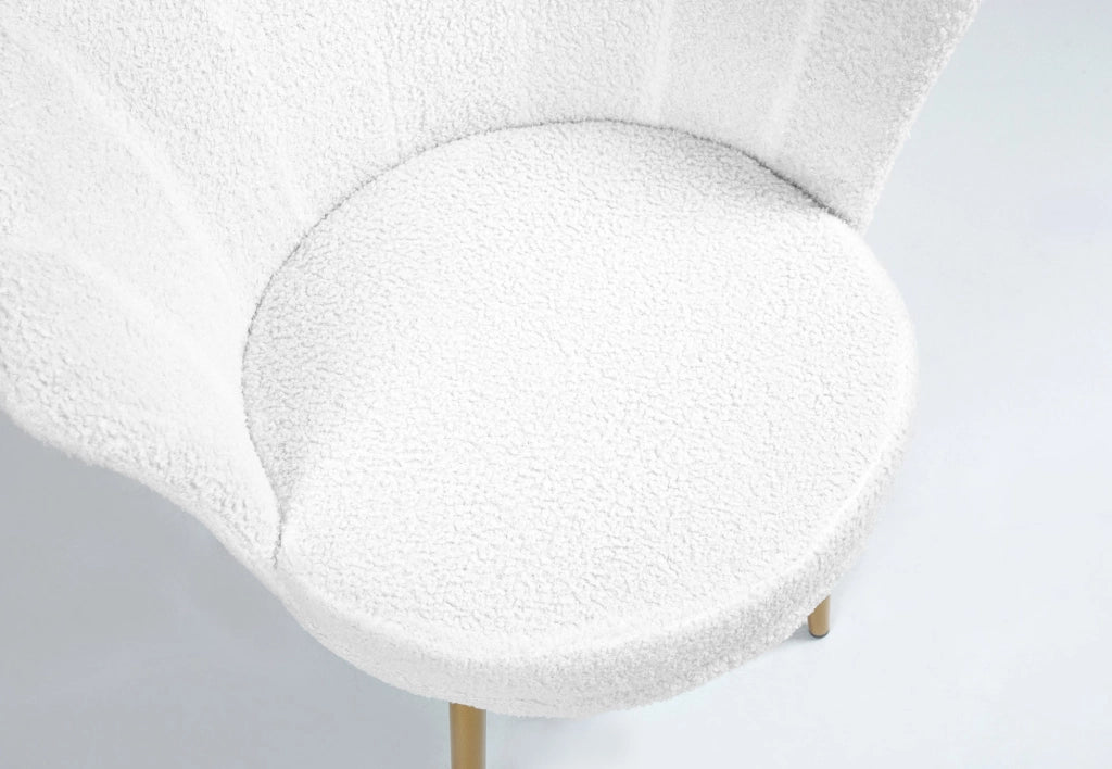 Poltrona Conchiglia Camera da Letto in Velluto Design Moderno Maddina TeddyBianco