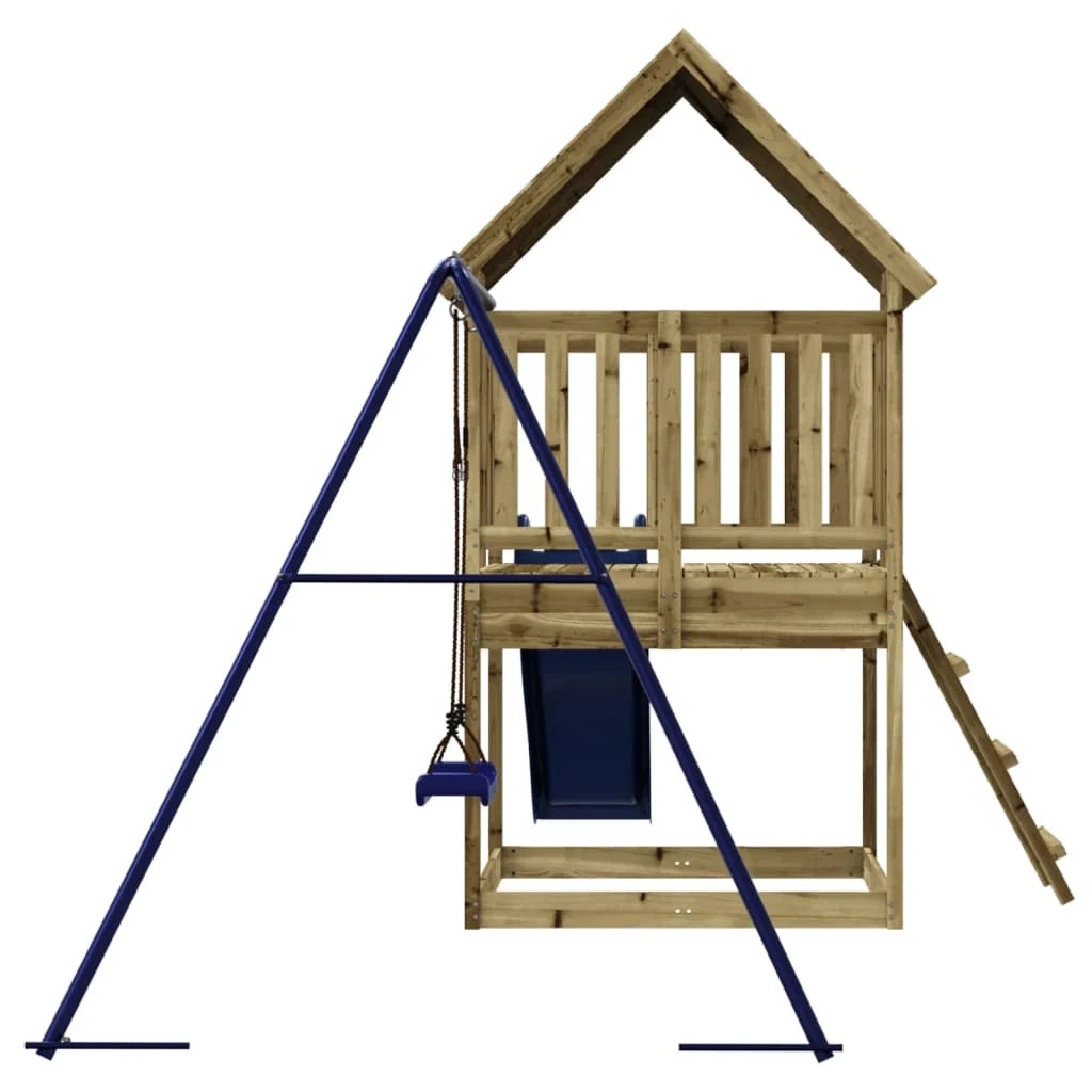 Area giochi all'aperto con altalene scivolo e robuste strutture per arrampicarsi  giochi da giardino 494 x 235 x 228 cm legno di pino impregnato 02_0004735
