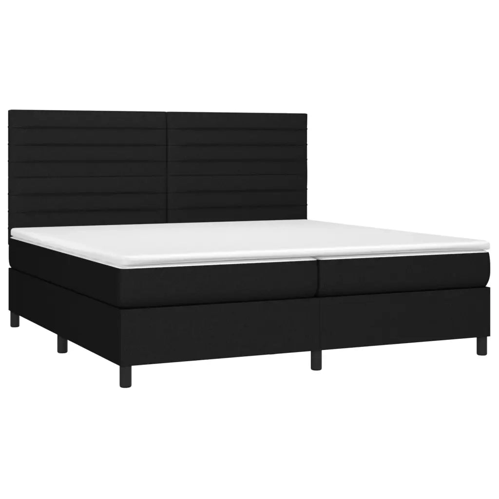 Letto a Molle Materasso e LED Nero 200x200cm in Tessuto 3134983