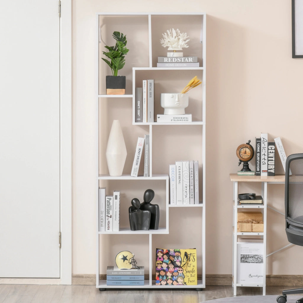 Libreria design zig zag moderno ¨C zephmum ¨C bianco truciolato 70x24x178