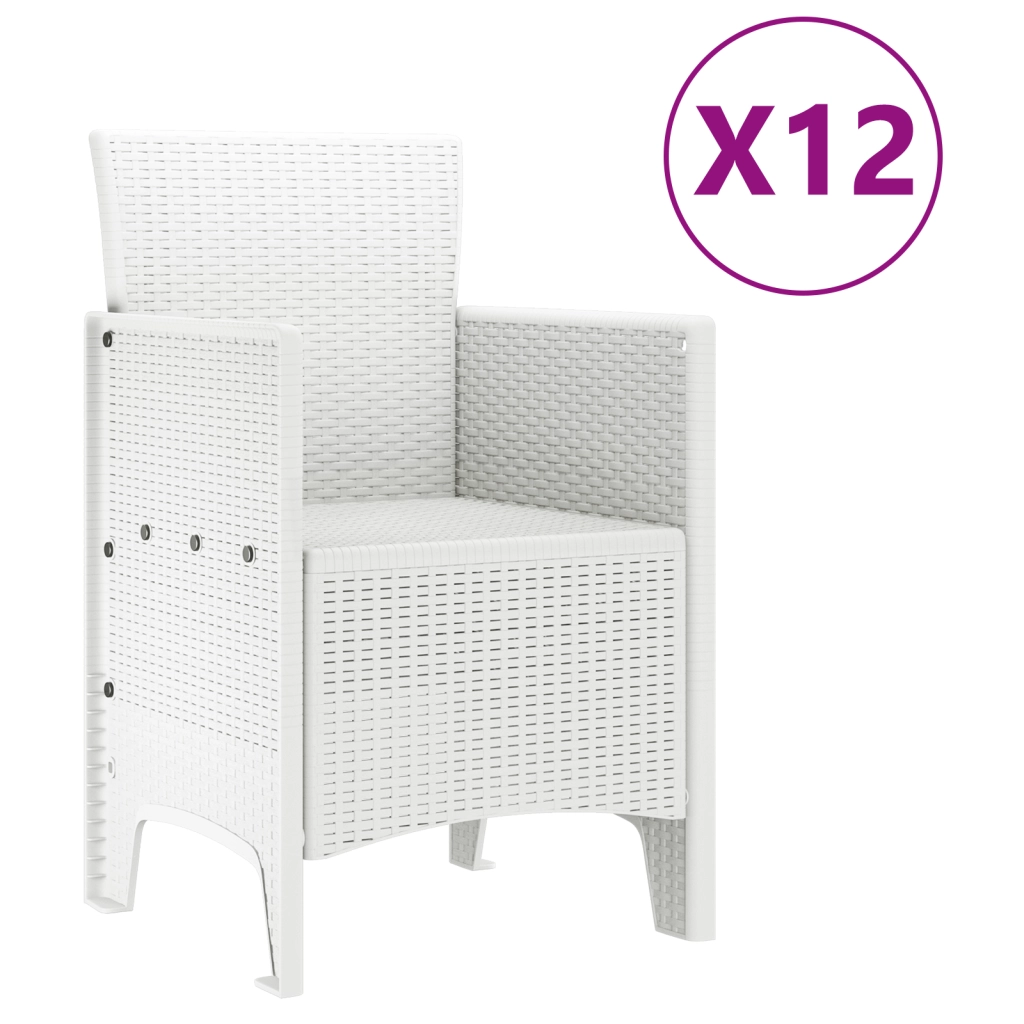 Set da Pranzo da Giardino  13 Pezzi Bianco Polirattan