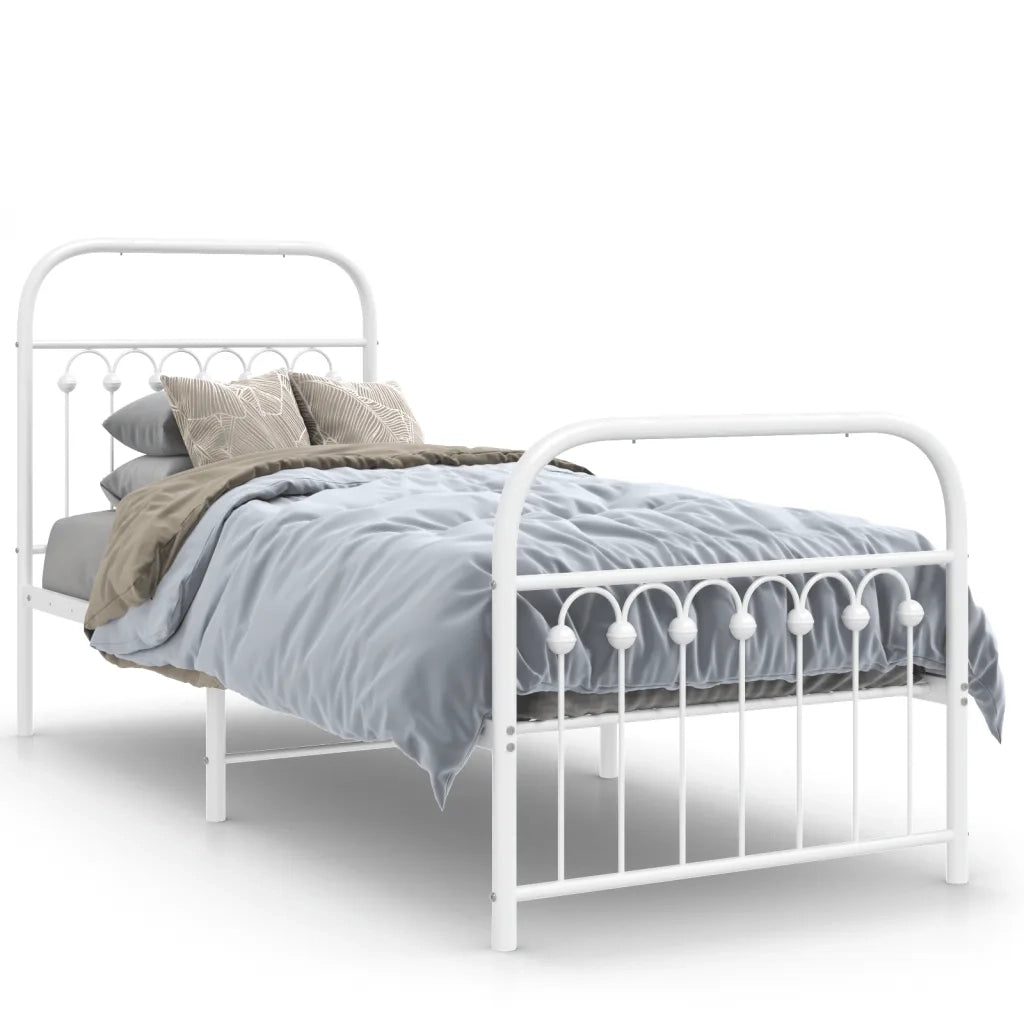 Giroletto con Testiera e Pediera-Struttura Letto Metallo Bianco 80x200 cm 478393