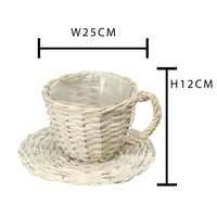 Set 2 Cesti a Forma di Tazza in Materiale Naturale Larghezza 29 cm