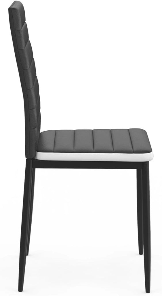 Set di 4 sedie da pranzo ROMANE nere con fascia bianca