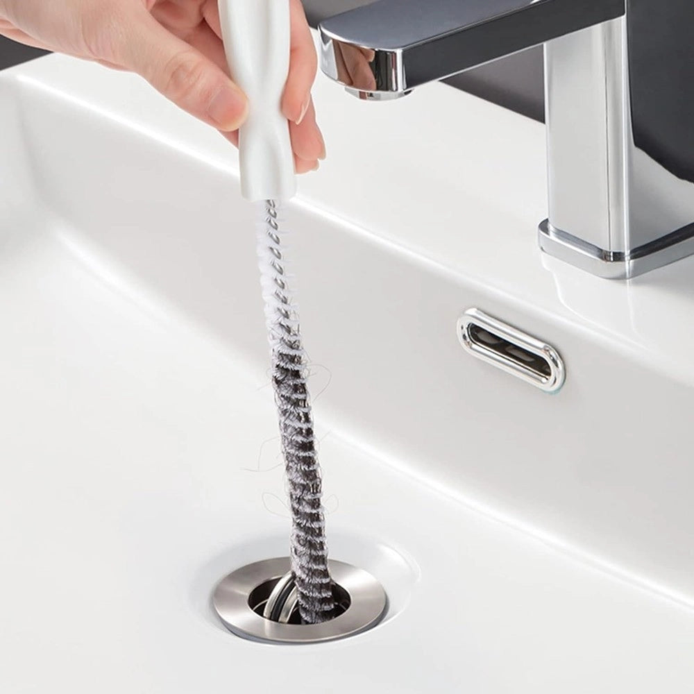 Trade Shop - Spazzola Per Scarico Lavandino Strumento Pulizia Flessibile Tubi Bagno Cucina 45cm -