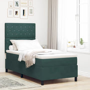 Letto a Sorgente LED Verde Scuro 90 x 190 cm Tessuto
