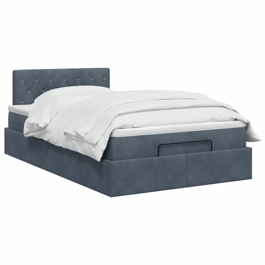 Letto ottomano con materasso Grigio Scuro 120 x 200 cm Velluto 3457642