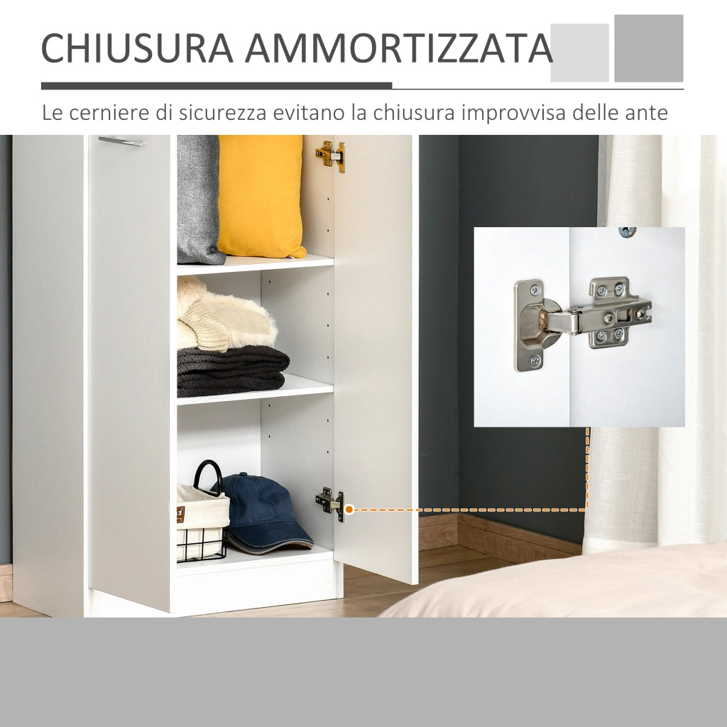 EasyComfort Armadio Multiuso a 4 Ante con Mensole Regolabili in MDF, 59x31x155cm, Bianco