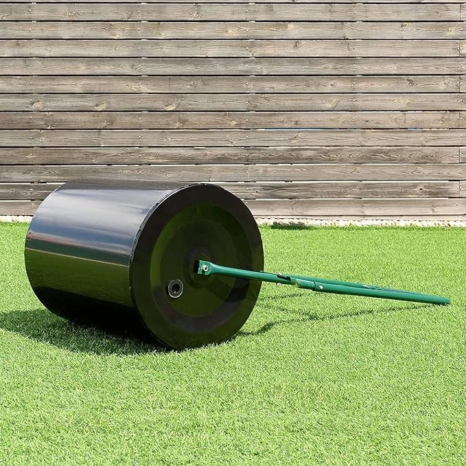 Rullo da Giardino, Rullo per Prato con Manico a Forma di U e Tappo Rimovibile, Rullo Riempibile con Acqua e Sabbia,Larghezza 50 cm, Diametro: 40 cm, Volume Vano 60 L