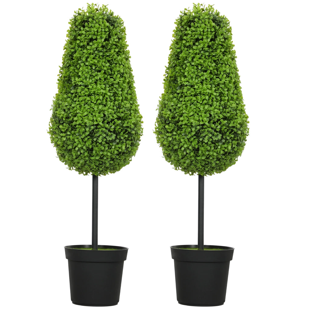 Set 2 Pezzi Finto Bosso in Vaso 90cm ¨C zephmum ¨C Verde Plastica