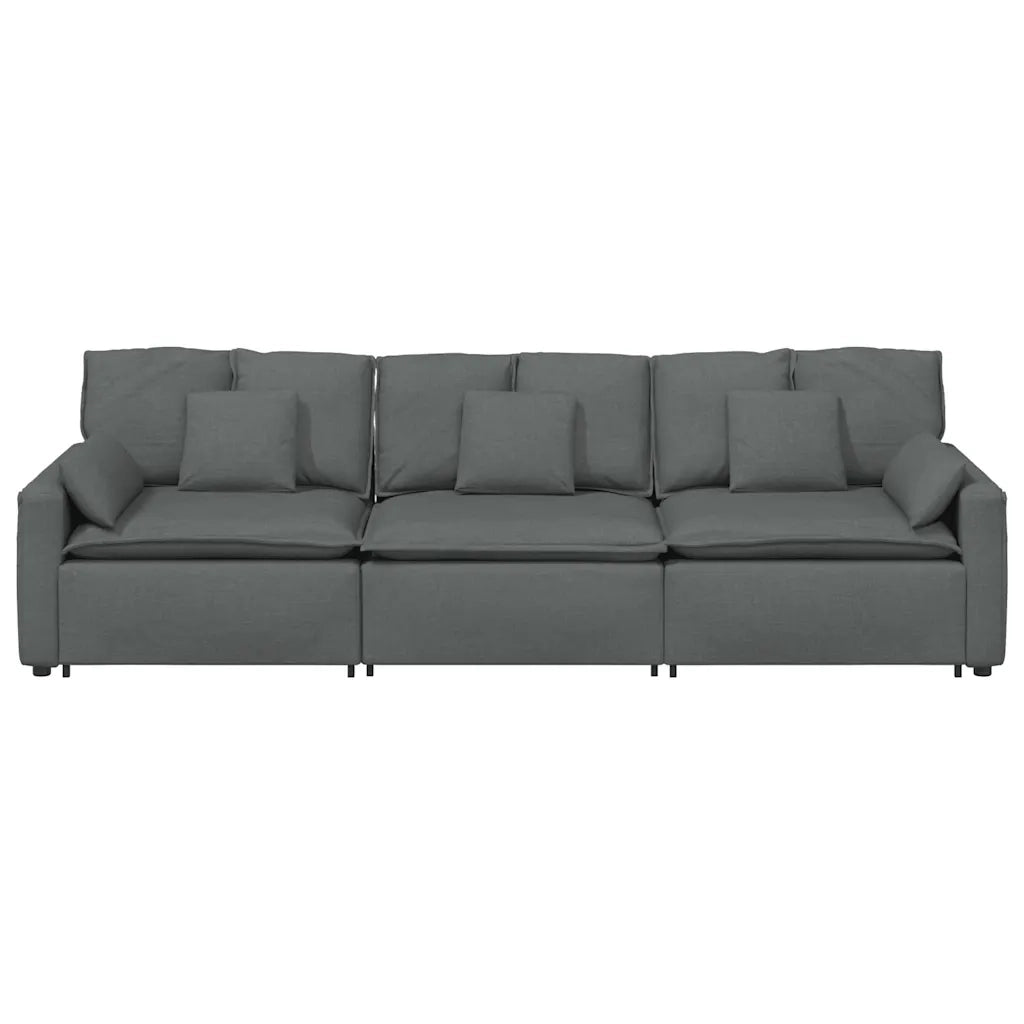 vidaXL Divano Modulare con Cuscini Grigio Scuro