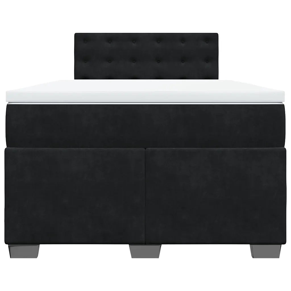 Giroletto a Molle con Materasso Nero 120x200 cm in Velluto