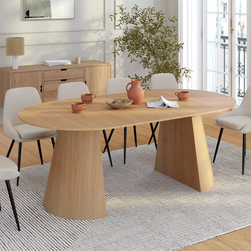 IDMarket - ANGELE tavolo da pranzo rotondo allungabile per 4-10 persone effetto legno faggio 110-200 cm