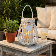 Lanterna in Vimini Rotonda in Vimini Vetro cm 18x18x43 - TREV