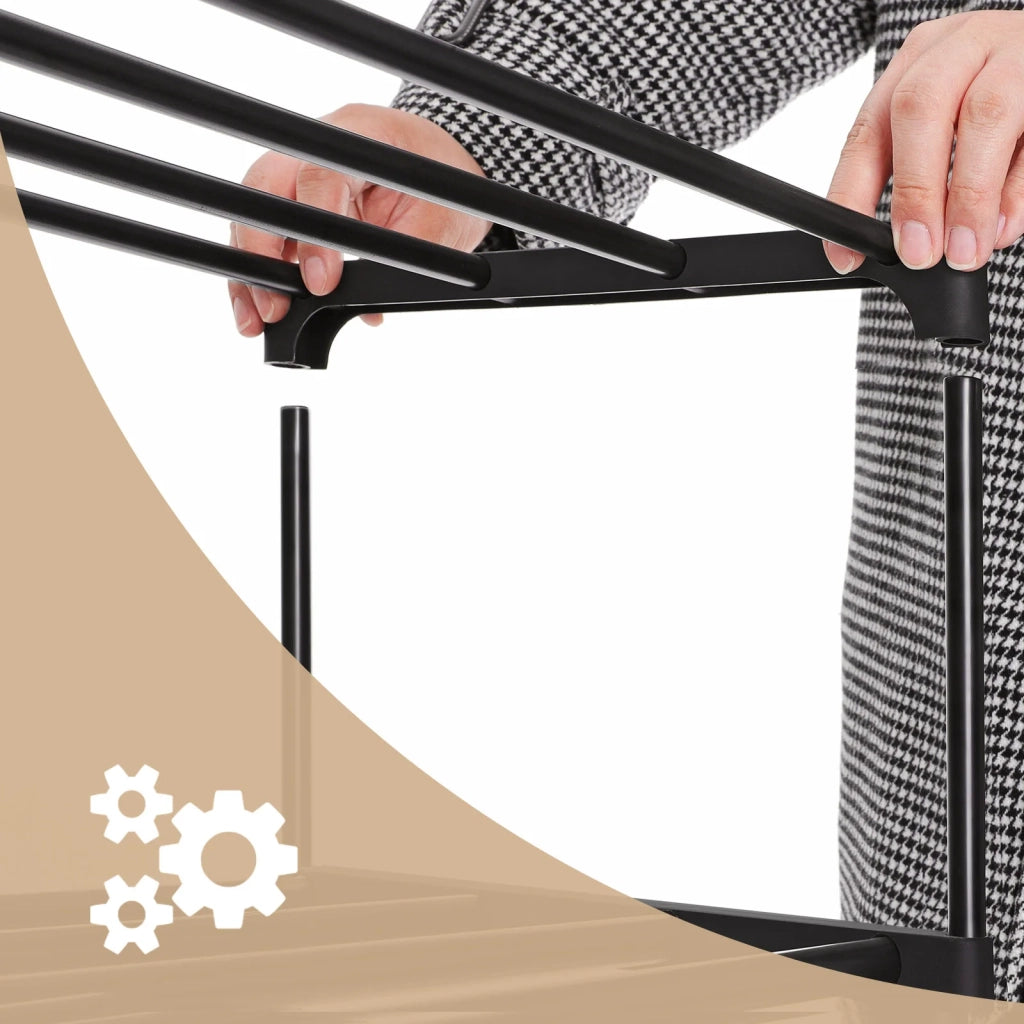 Set di 2 scarpiere organizer per scarpe a 3 ripiani portascarpe in metallo capacità 24-30 paia di scarpe per soggiorno ingresso corridoio nero 12_0006219