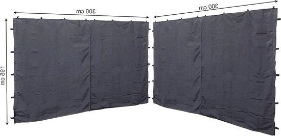 Pannelli laterali tenda da festa RV 300x195 cm Pergola 3x3m antracite RAL 7012