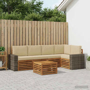 Set di divani da esterno 6 pz Naturale e Beige Poliestere 3384399