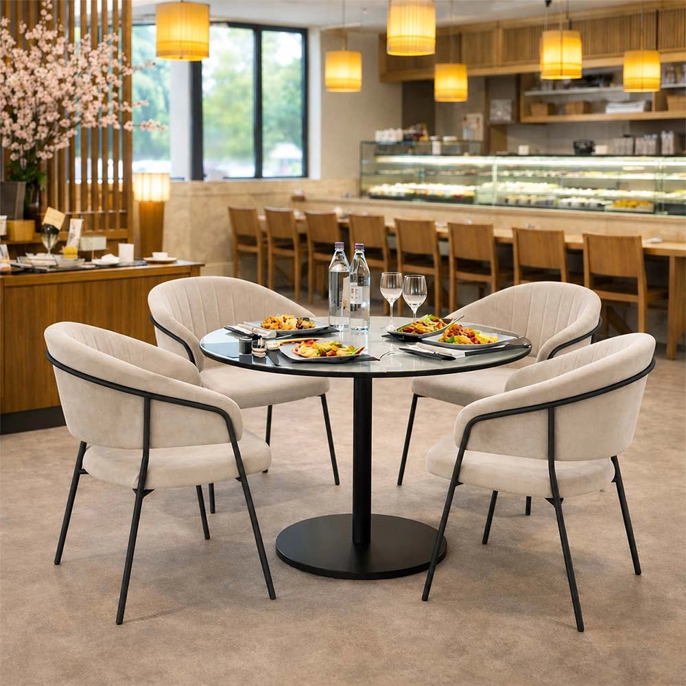 Sedie da pranzo set da 4 Aurelia in velluto grigio tortora con gambe nere