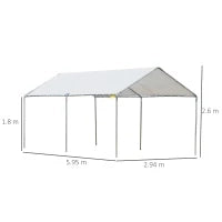 Tendone per Auto in Acciaio Zincato con Kit di Ancoraggio, 5.95x2.94x2.6m - Bianco