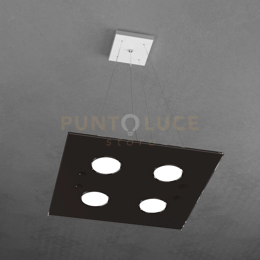 PATH SOSPENSIONE 4+2 LUCI BIEMISSIONE QUADRA MARRONE 1141-S4+2-MA