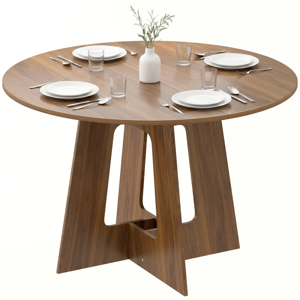 Tavolo da pranzo rotondo per 4 persone ¨C Minimal ¨C marrone, legno, ? 110x73.5 cm