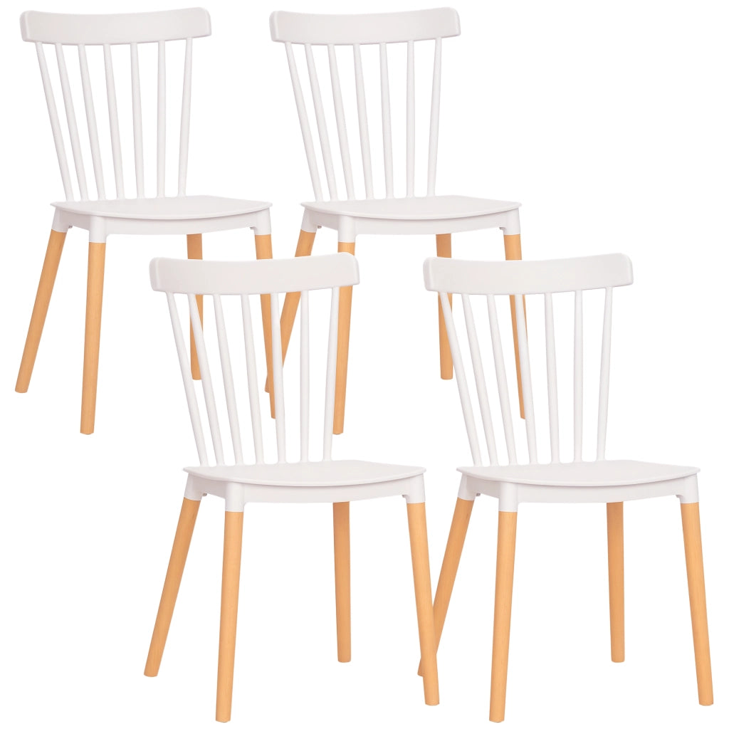 Set 4 Sedie Scandinave Schienale Alto ¨C Xylo ¨C Polipropilene Bianco Gambe Legno Hevea