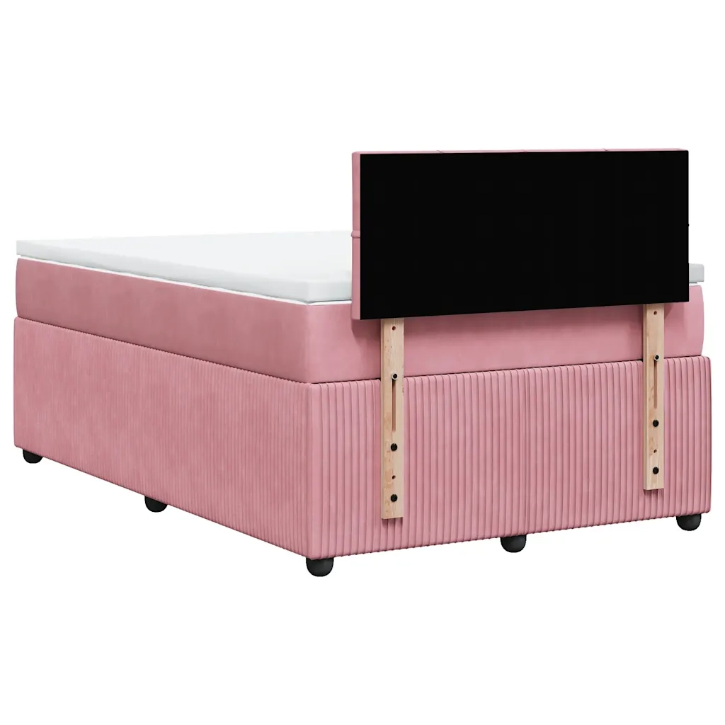 Giroletto a Molle con Materasso Rosa 120x190 cm in Velluto