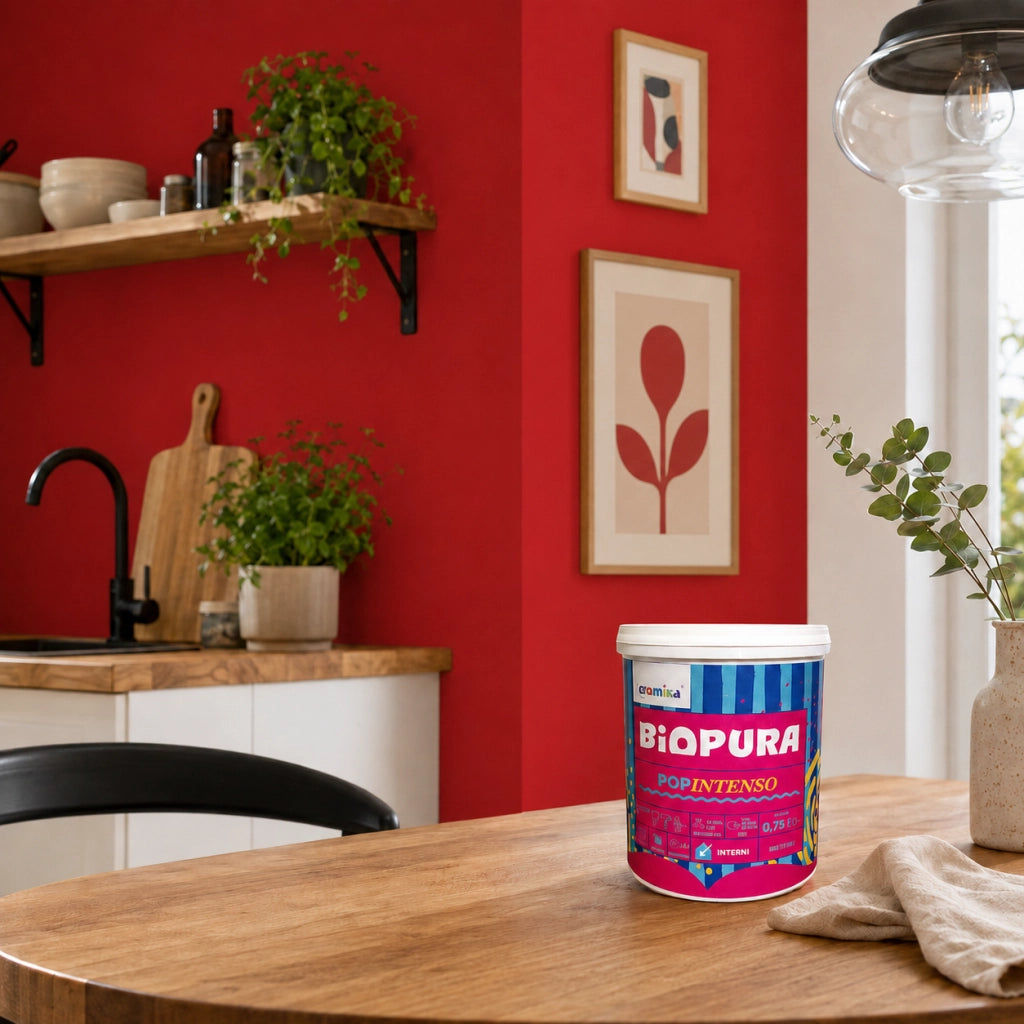 Popintenso palestra e decori interni pittura murale lavabile e coprente cromika *** formato 0,750 lt, colore- rosso m...