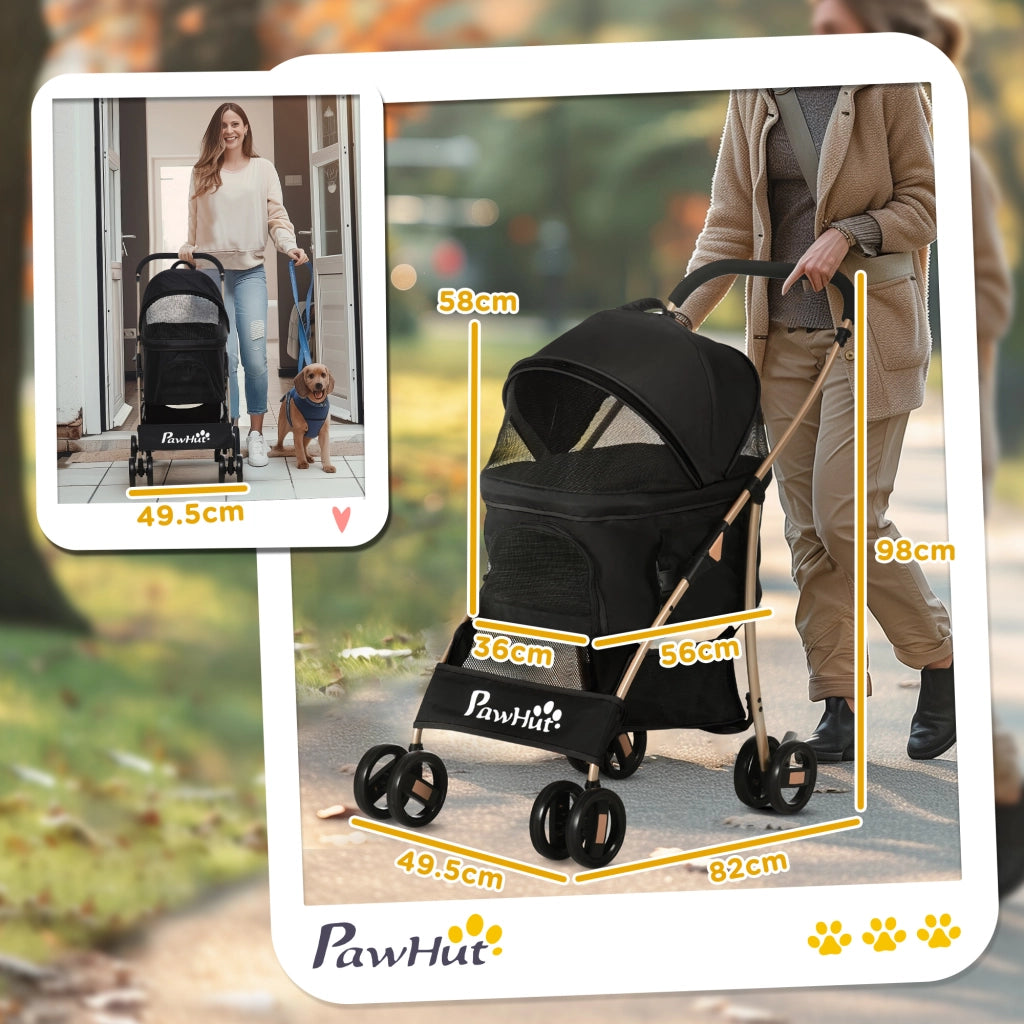 Trasportino Cane Pieghevole con Tettuccio ¨C zephmum ¨C Nero 82x49.5x98cm