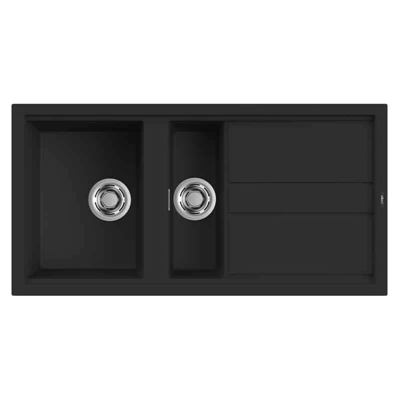 Lavello Elleci Incasso 2 vasche 100x51 Best 475 Keratek Plus Nero Black Assoluto LKB47586